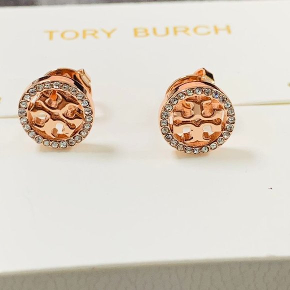 Tory Burch Women's Miller Pave Stud Earrings - Silver/Crystal - Picture 1 of 10